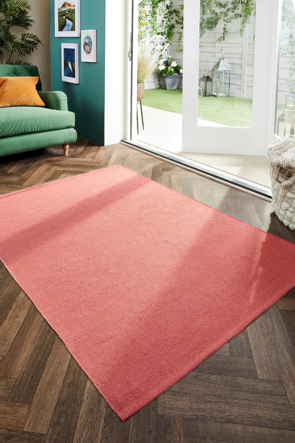 Plain Rug Coral Pink