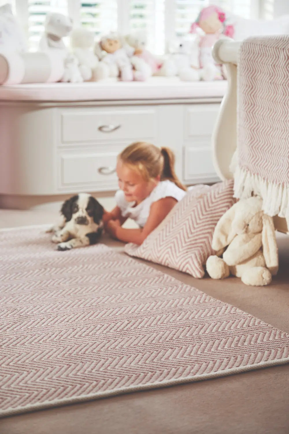 Herringbone Rug Rose