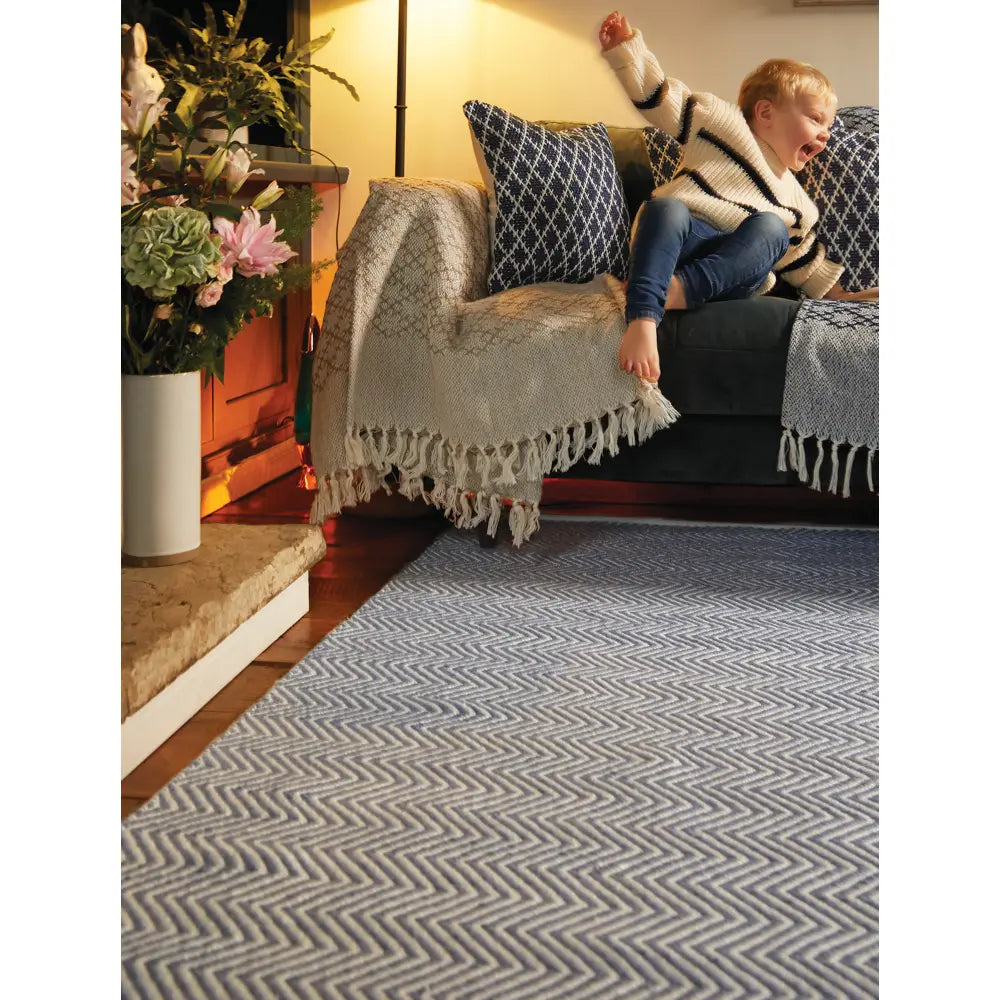 Herringbone Rug Denim Blue
