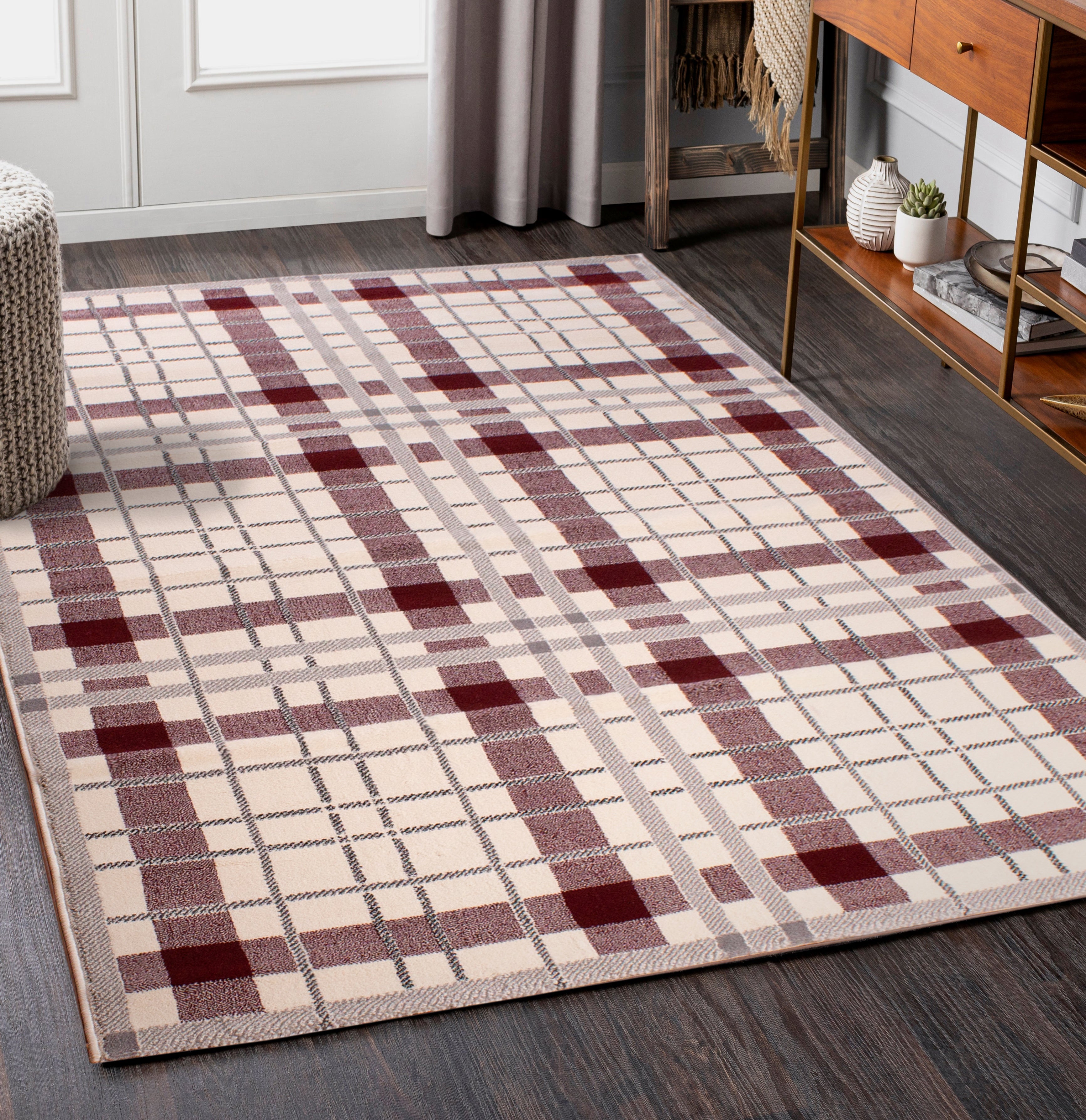 TARTAN CHECK CREAM/RED