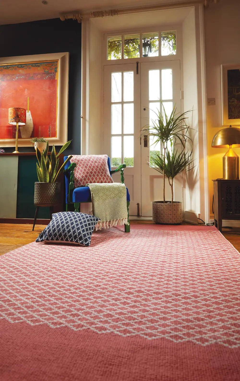 Trellis Rug Coral Pink