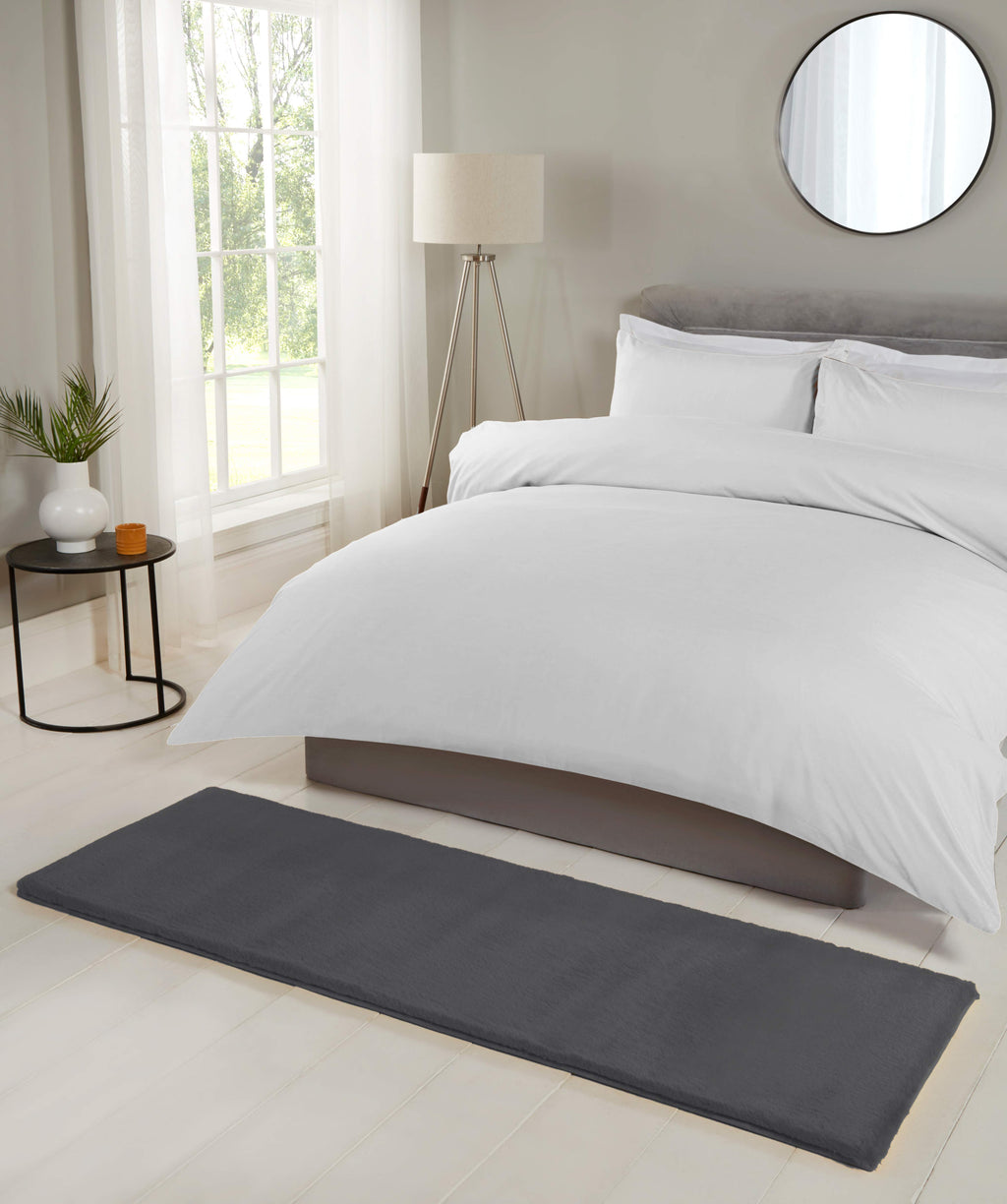 LUXE FAUX FUR RUG PLAIN CHARCOAL